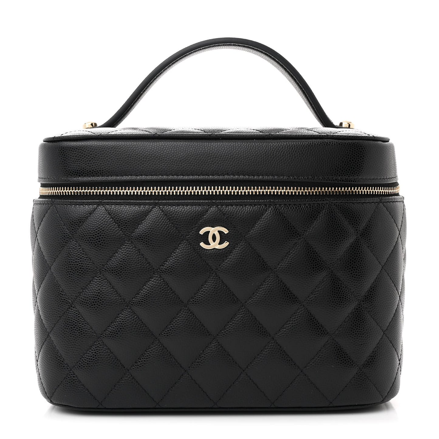 Caviar Quilted Large Vanity Pouch Black