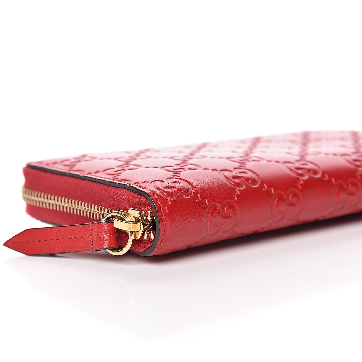Guccissima Signature Zip Around Wallet Hibiscus Red