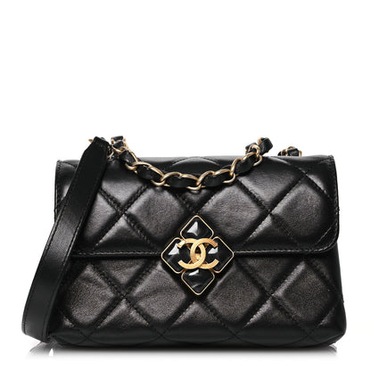 Chanel Lambskin Quilted Diamond Lock Flap Black 1 of 15