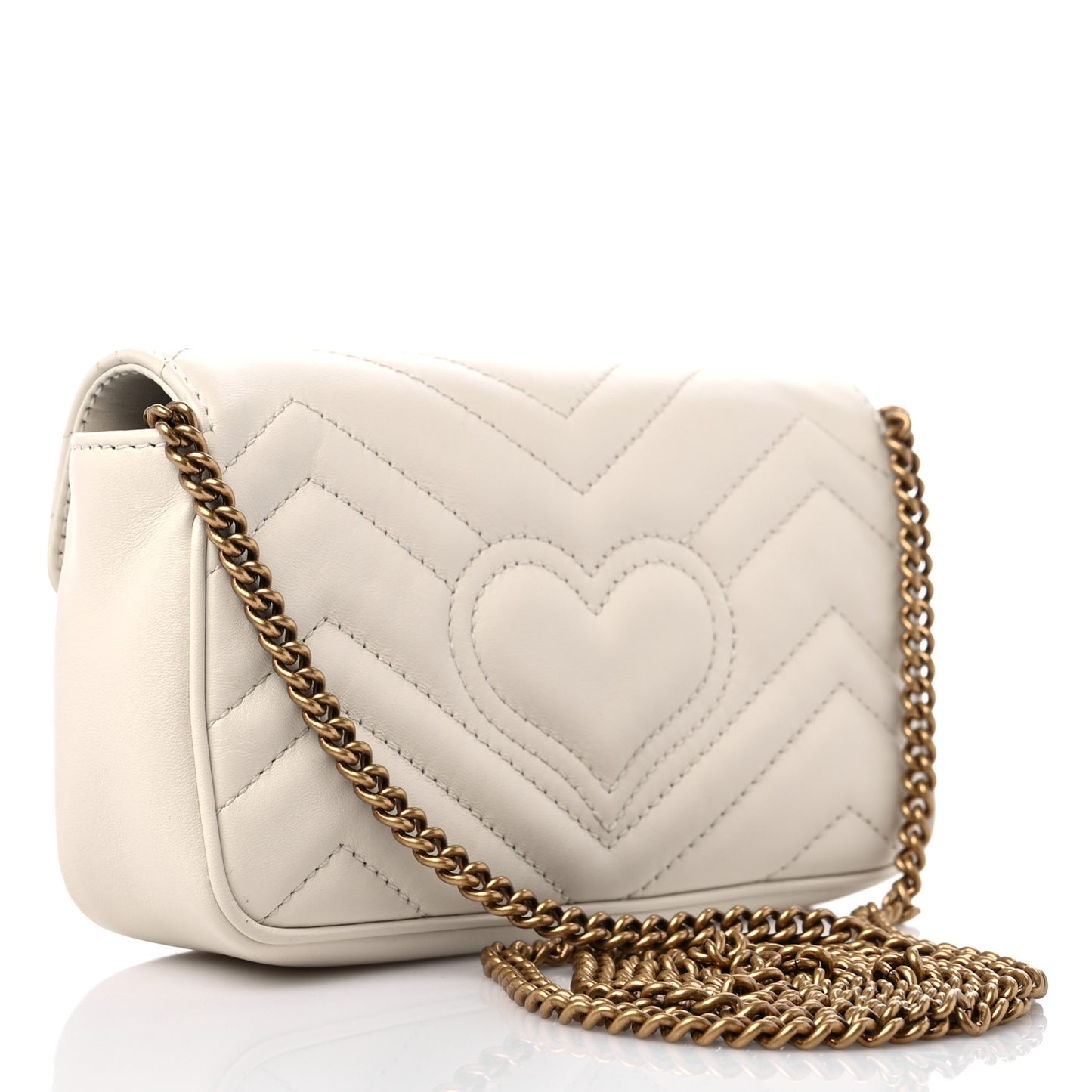 Calfskin Matelasse Super Mini GG Marmont Shoulder Bag White