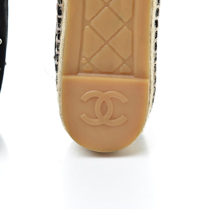 Chanel Suede Pearl CC Espadrilles 36 Black 9 of 11
