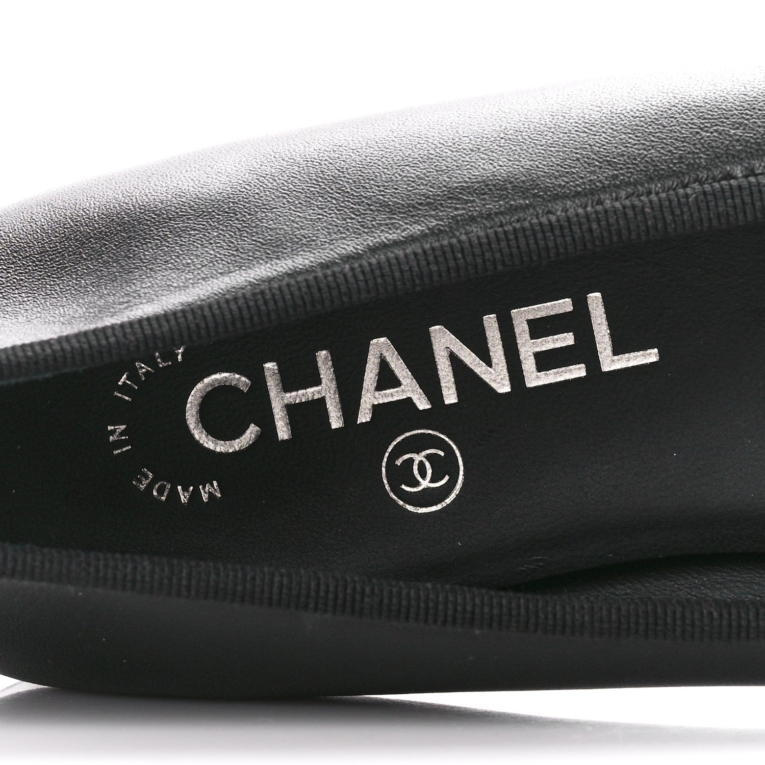 Chanel Lambskin Cap Toe Ballerina Flats 38.5 Black Grey 7 of 9