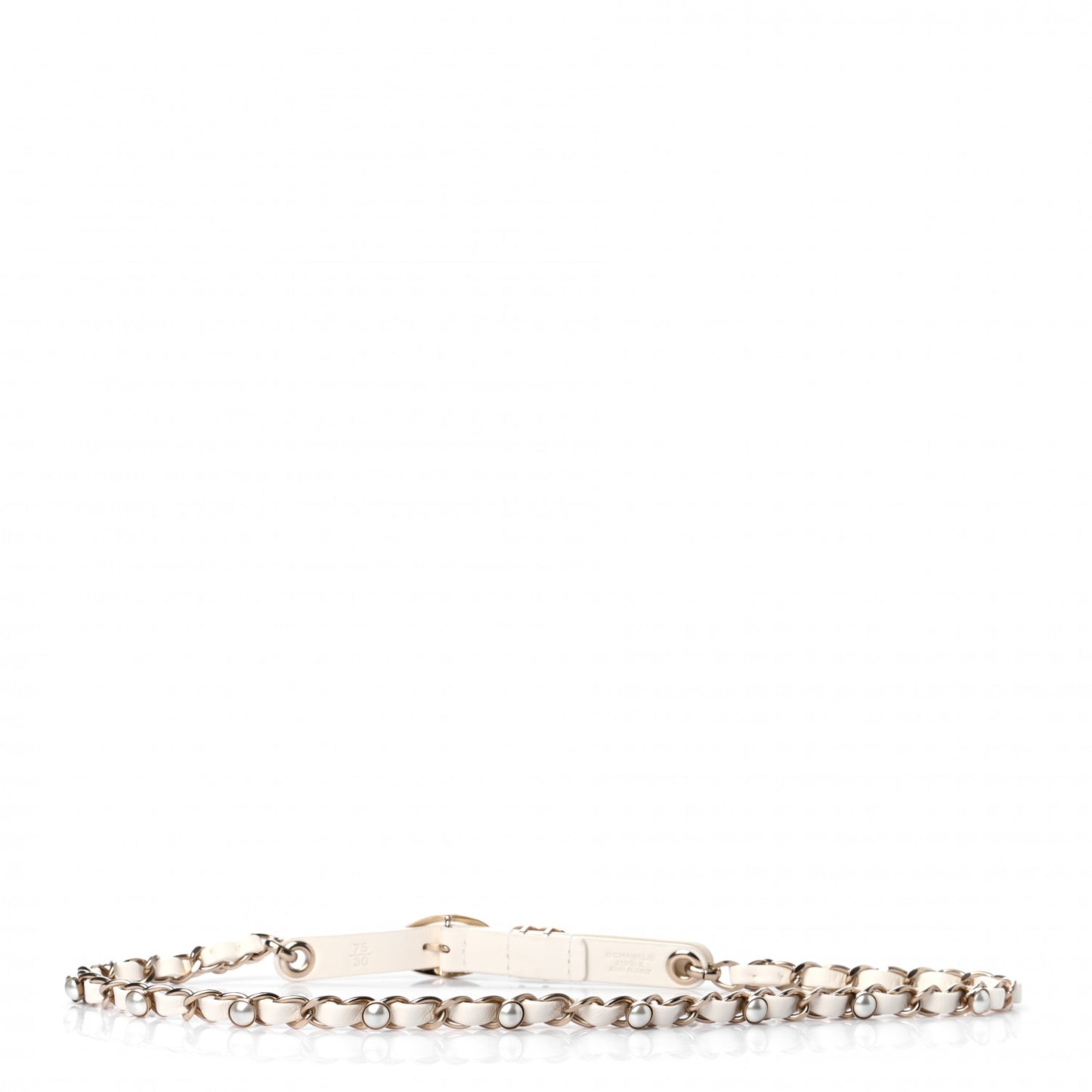 Lambskin CC Pearl Chain Belt 75 White