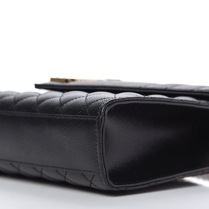 Saint Laurent Grain De Poudre Textured Mixed Matelasse Triquilt Medium Monogram Satchel Black 7 of 9