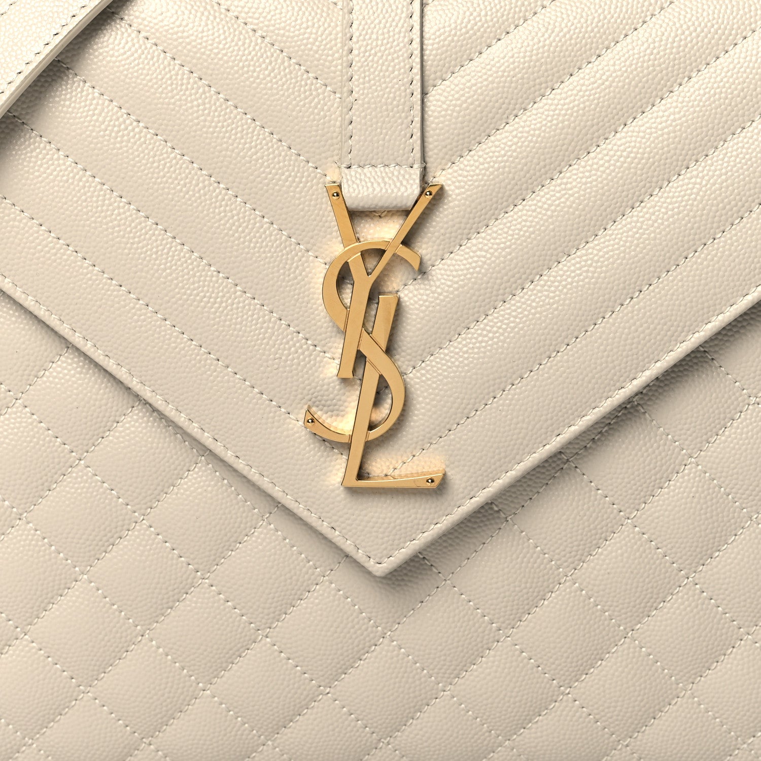Saint Laurent Grain De Poudre Textured Mixed Matelasse Large Triquilt Monogram Satchel Crema Soft 8 of 11