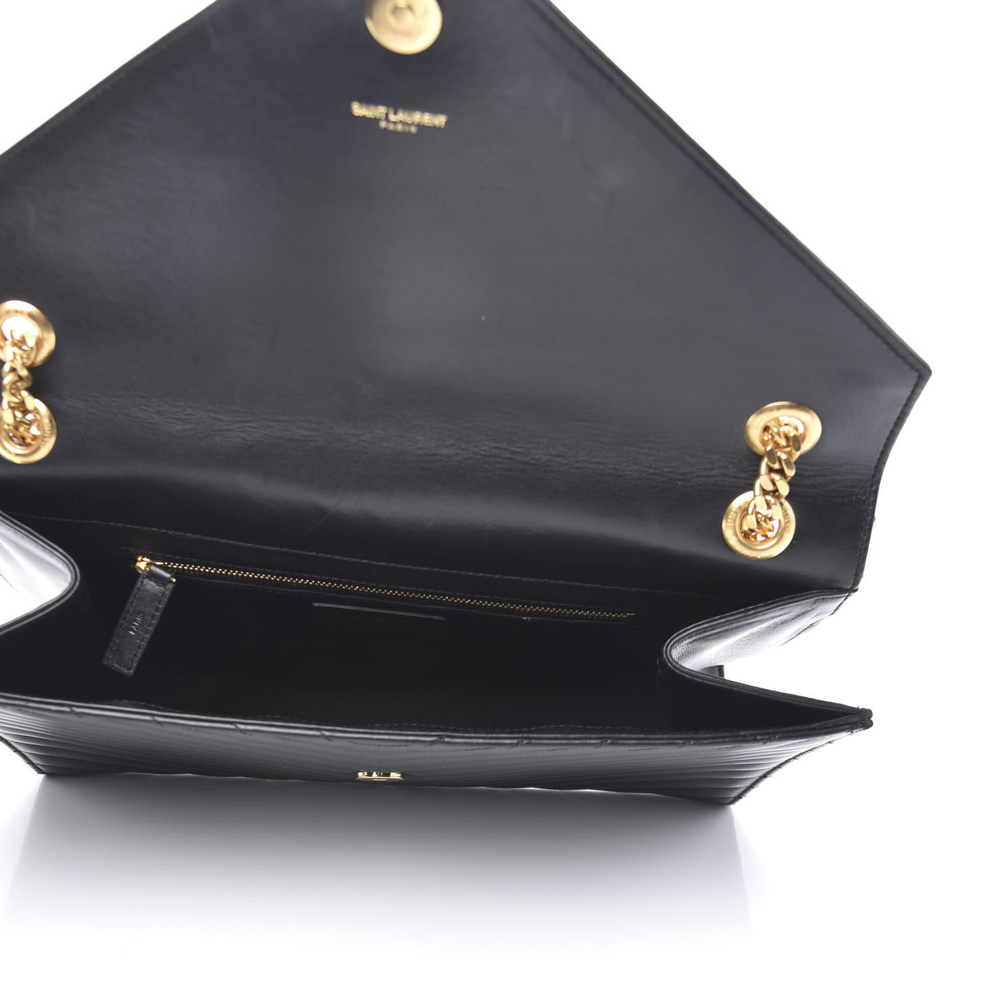 Smooth Calfskin Matelasse Chevron Large Monogram Satchel Black