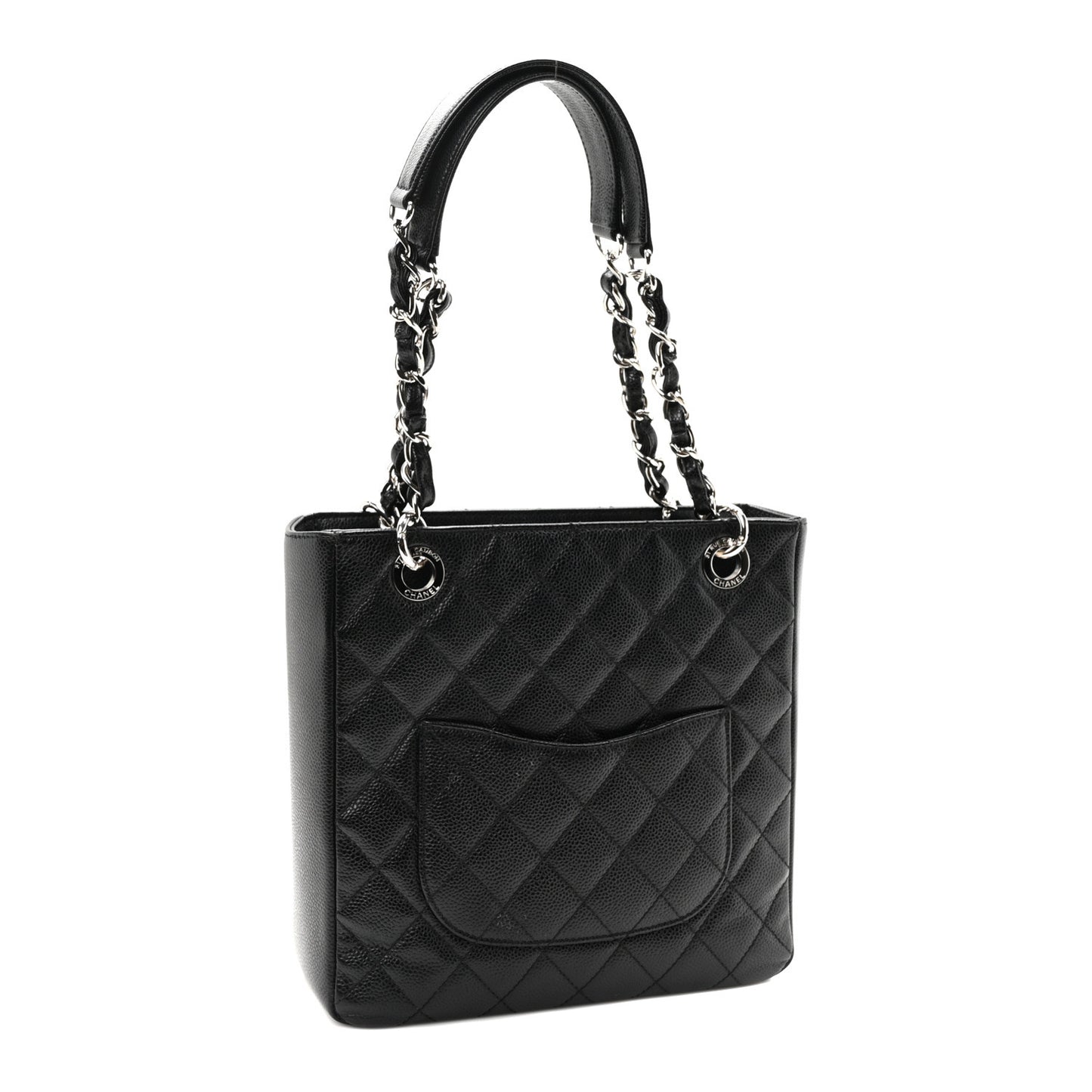 Caviar Quilted Petit Shopping Tote PST Black