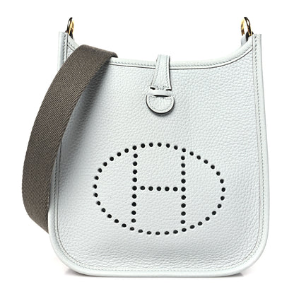 Hermes Taurillon Clemence Amazone Evelyne TPM Bleu Pale Etain 1 of 11