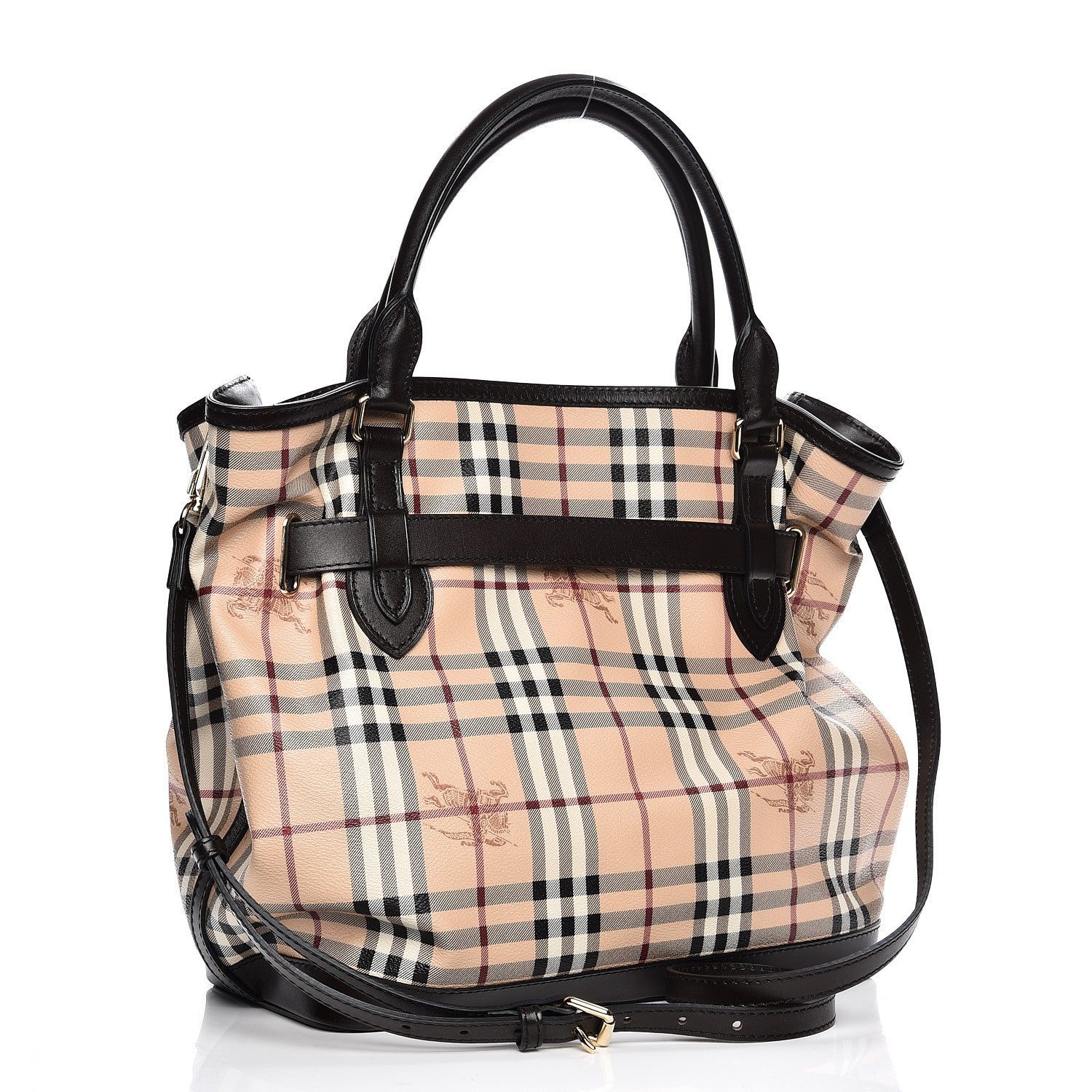 Burberry Haymarket Check Medium Golderton Tote Chocolate 4 of 12