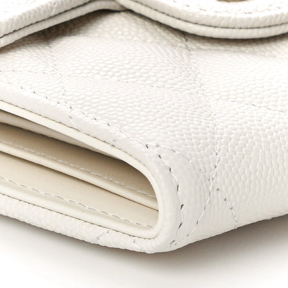 Chanel Caviar Quilted Compact Flap Wallet White 10 of 12