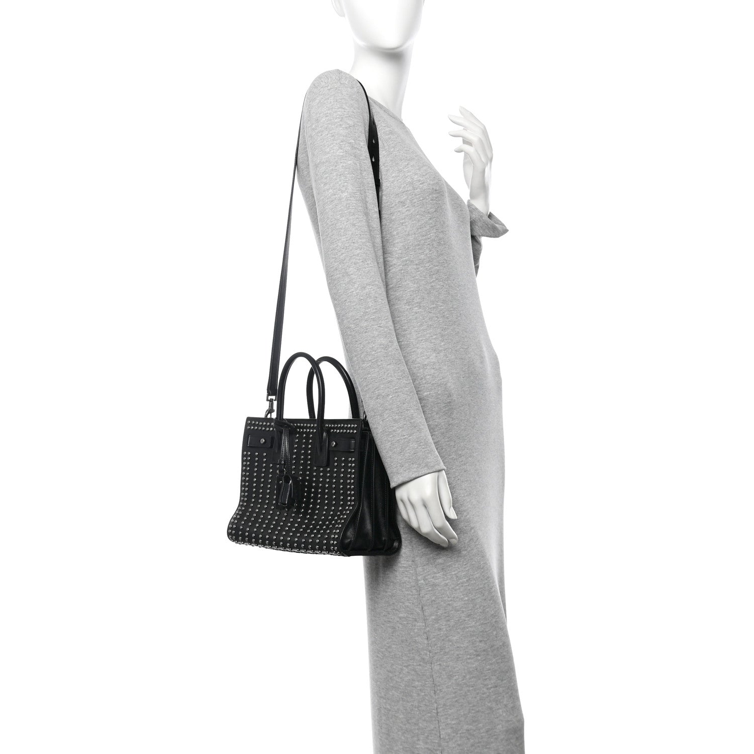 Saint Laurent Smooth Calfskin Studded Small Sac De Jour Black 2 of 9