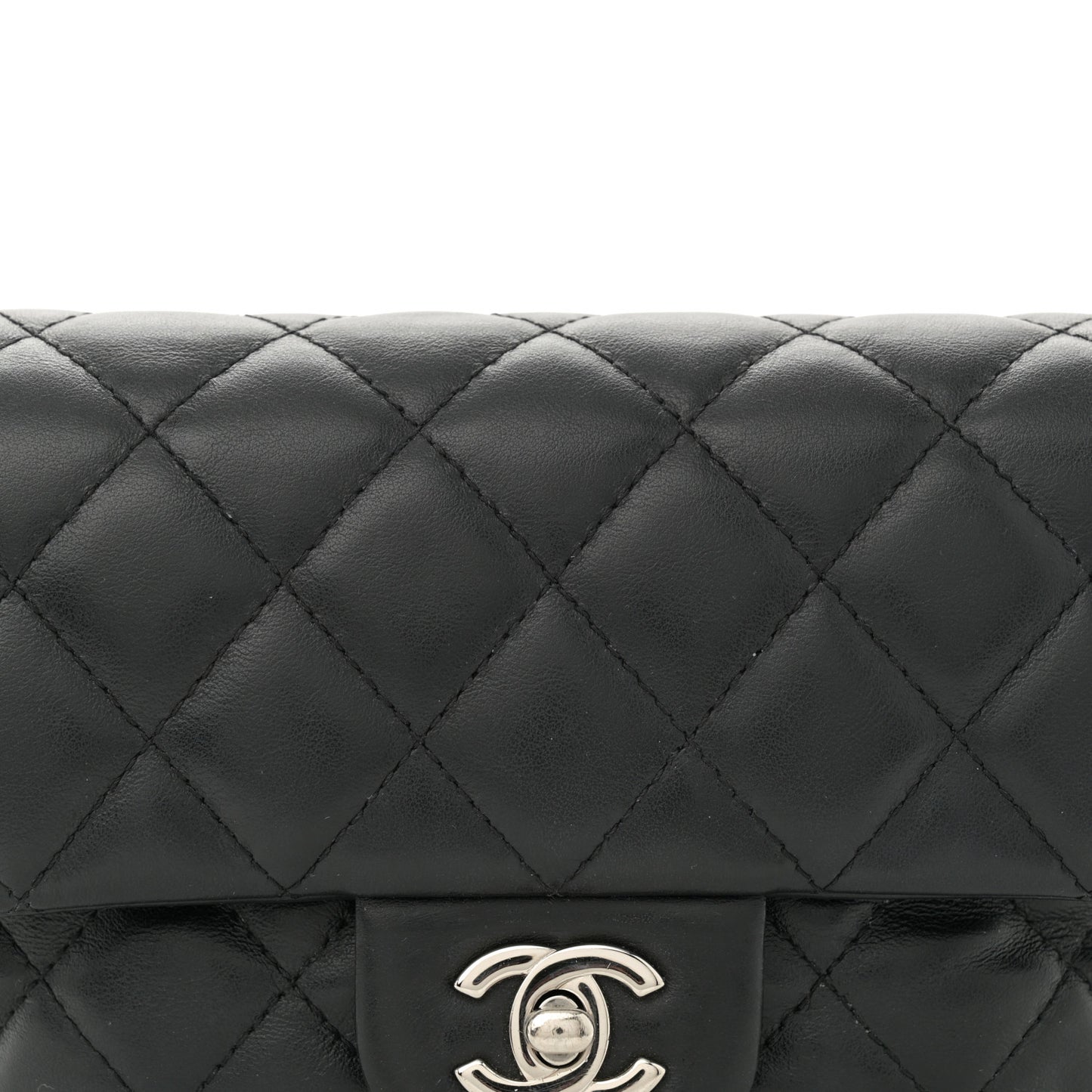 Calfskin Quilted CC Uniform Flap Belt Bag Black