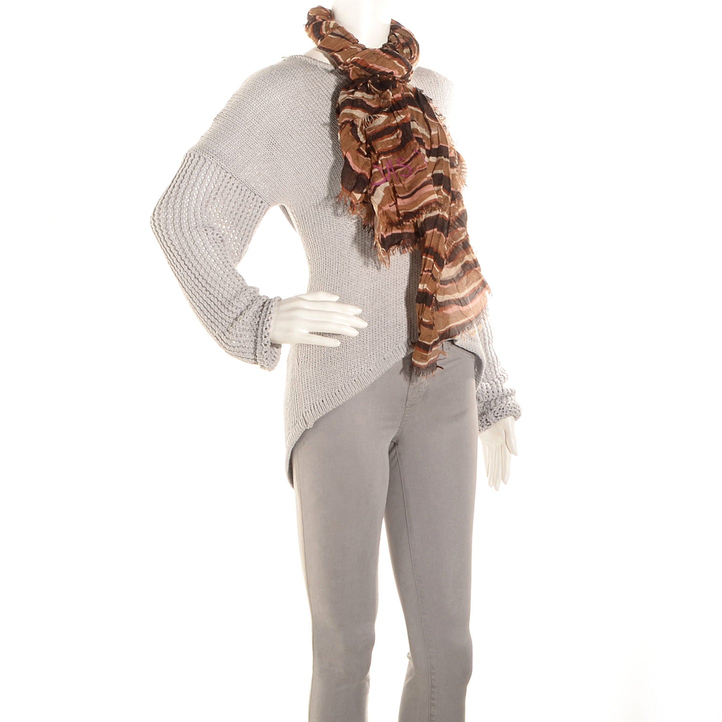 Cashmere Silk Zebra Stole Marron