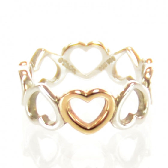 Tiffany Sterling Silver 18k Rose Gold Hearts Ring 7 1 of 5
