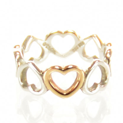 Tiffany Sterling Silver 18k Rose Gold Hearts Ring 7 1 of 5