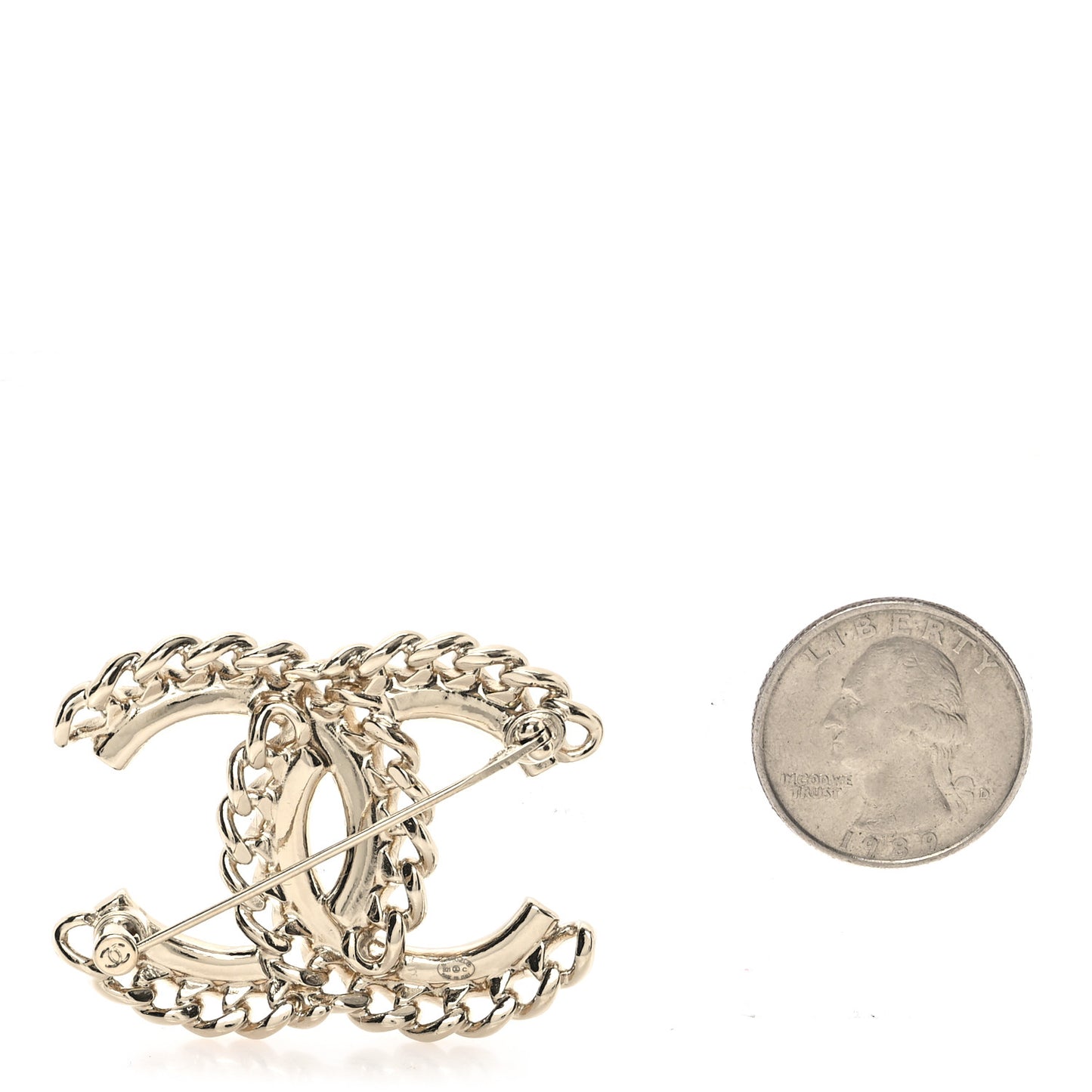 Lambskin Crystal Vintage Allure CC Chain Brooch Black Gold