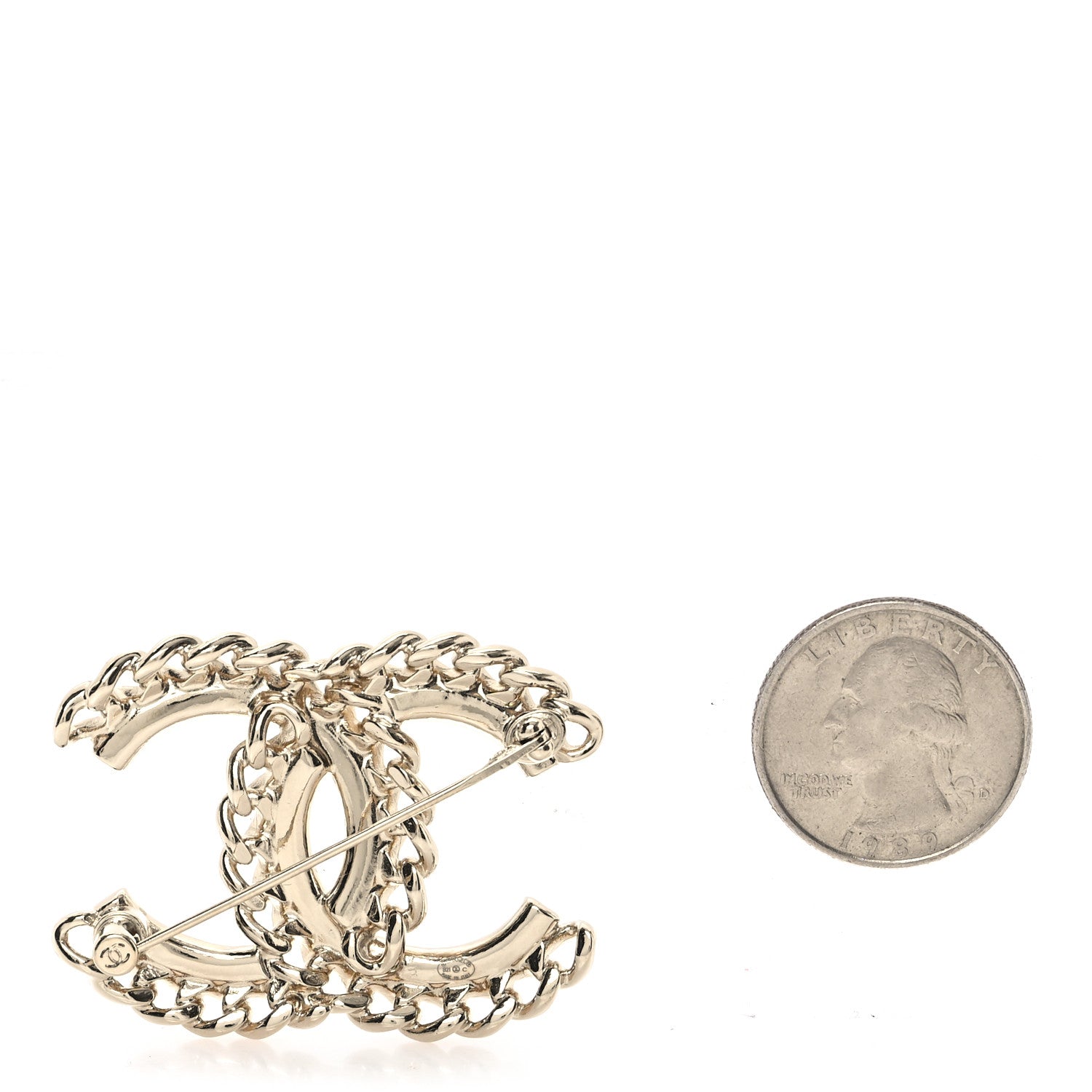 Chanel Lambskin Crystal Vintage Allure CC Chain Brooch Black Gold 2 of 4