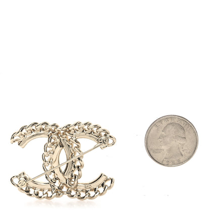 Chanel Lambskin Crystal Vintage Allure CC Chain Brooch Black Gold 2 of 4