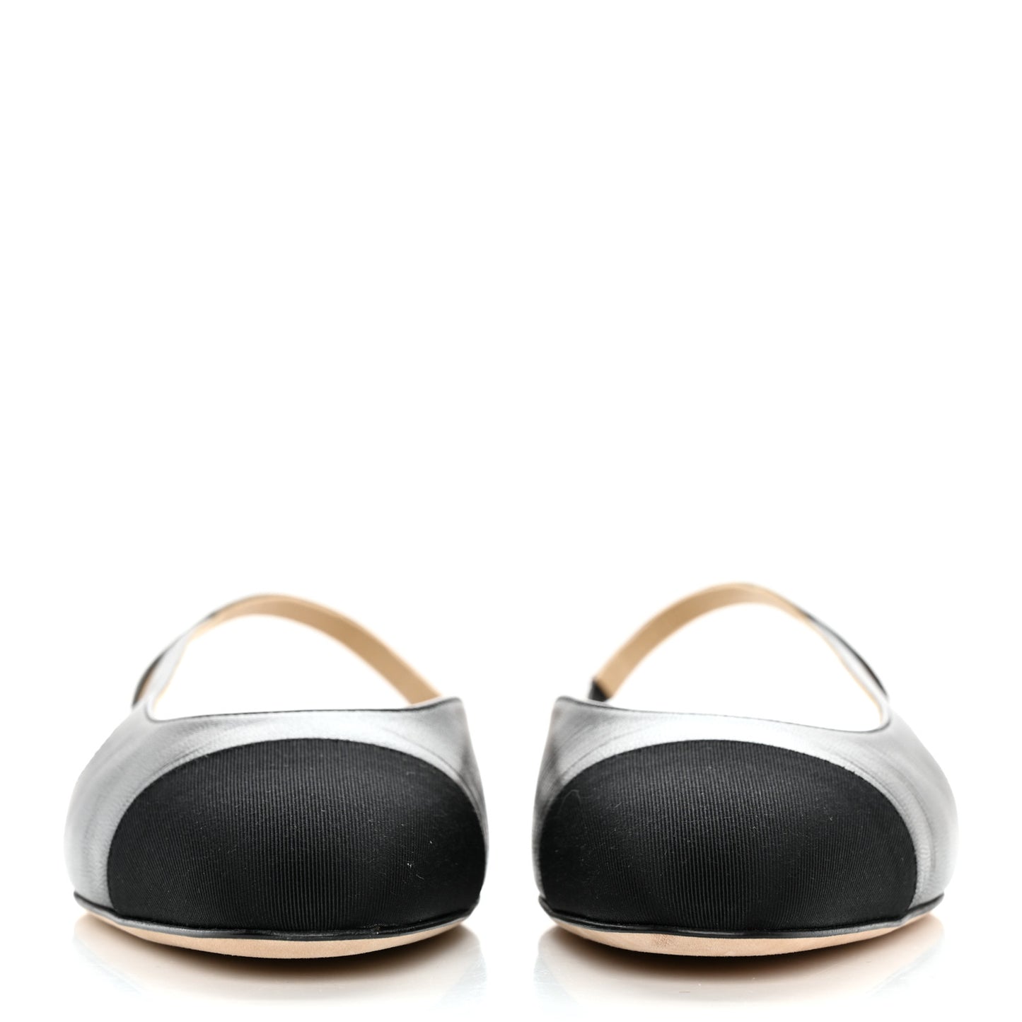 Goatskin Grosgrain CC Slingback Flats 38 Black