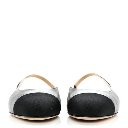 Chanel Goatskin Grosgrain CC Slingback Flats 38 Black 2 of 9