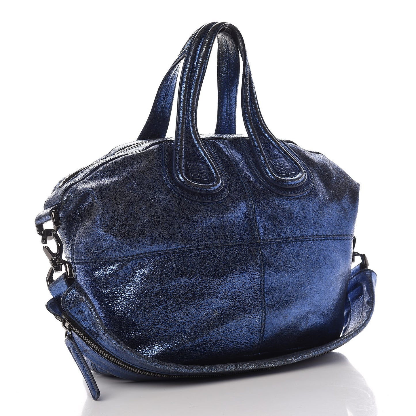 Metallic Calfskin Small Nightingale Blue