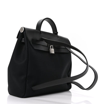 Hermes Toile Vache Calfskin Herbag 30 PM Backpack Black 4 of 10