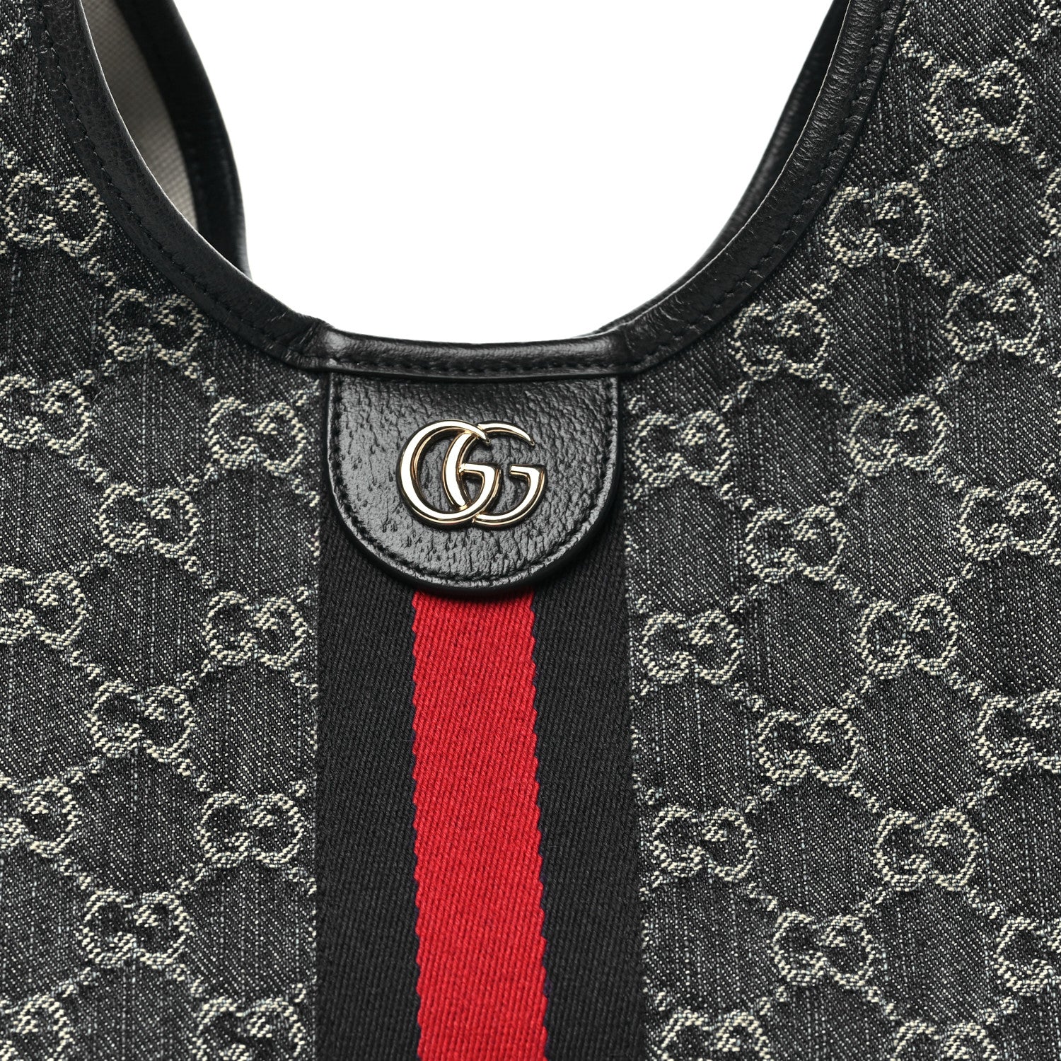 Gucci Denim GG Monogram Web Small Giglio Tote Blue White 8 of 11