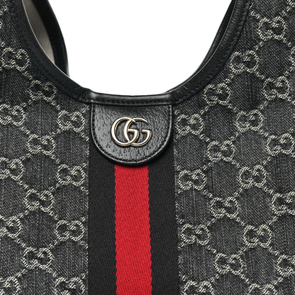 Gucci Denim GG Monogram Web Small Giglio Tote Blue White 8 of 11