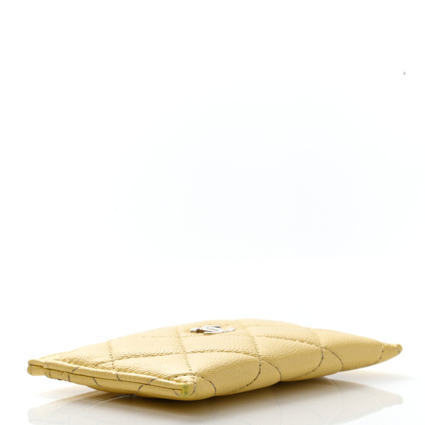 Caviar Quilted Card Holder Yellow