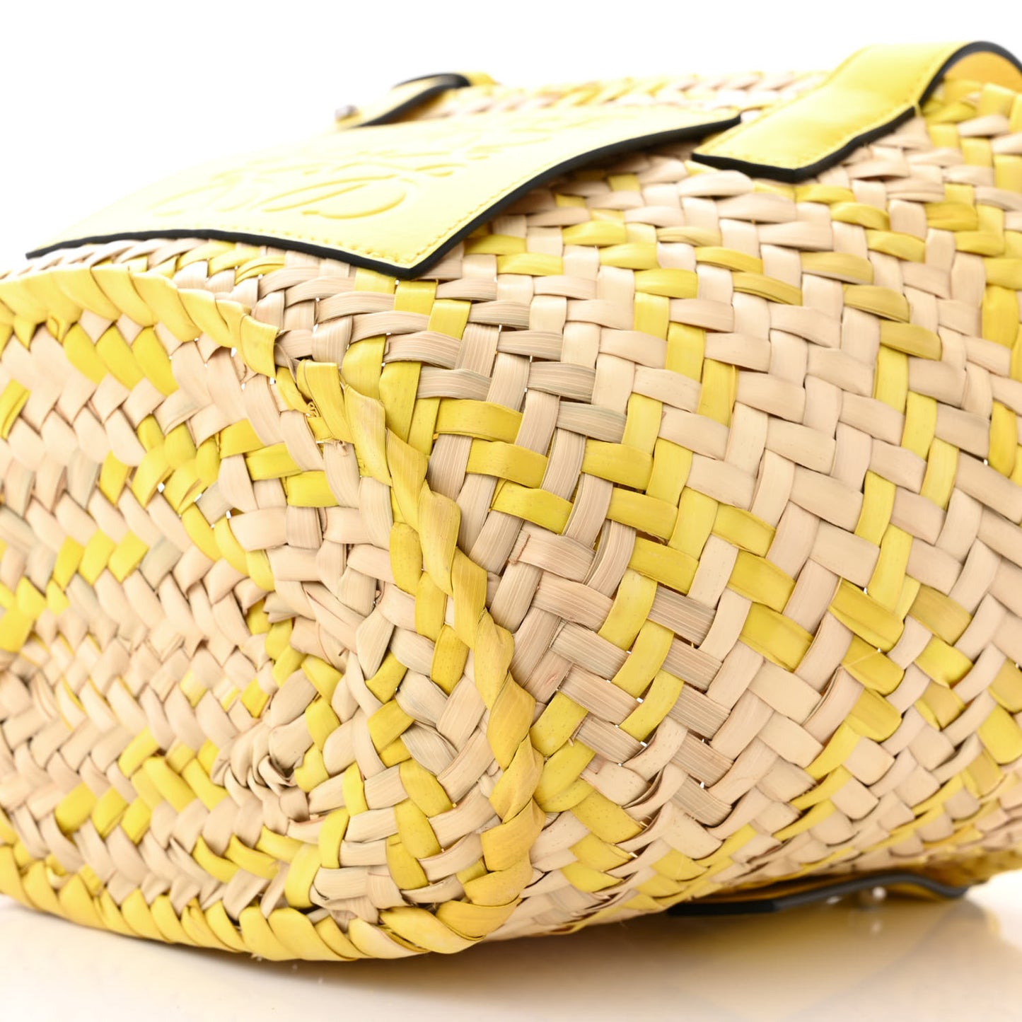 Raffia Small Basket Tote Bag Natural Yellow
