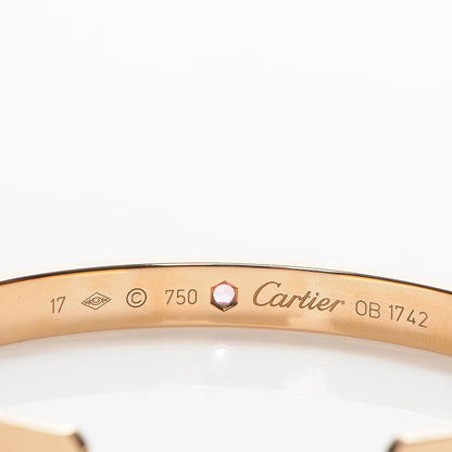 Cartier 18K Pink Gold Pink Sapphire LOVE Cuff Bracelet 17 4 of 5