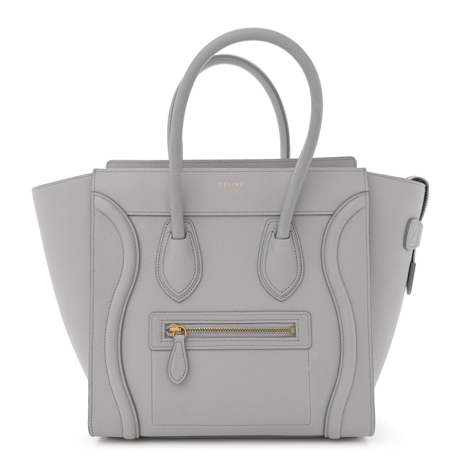 Celine Drummed Calfskin Micro Luggage Light Grey 1 of 13