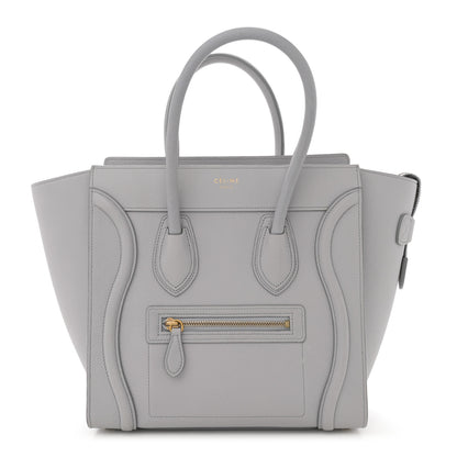 Celine Drummed Calfskin Micro Luggage Light Grey 1 of 13