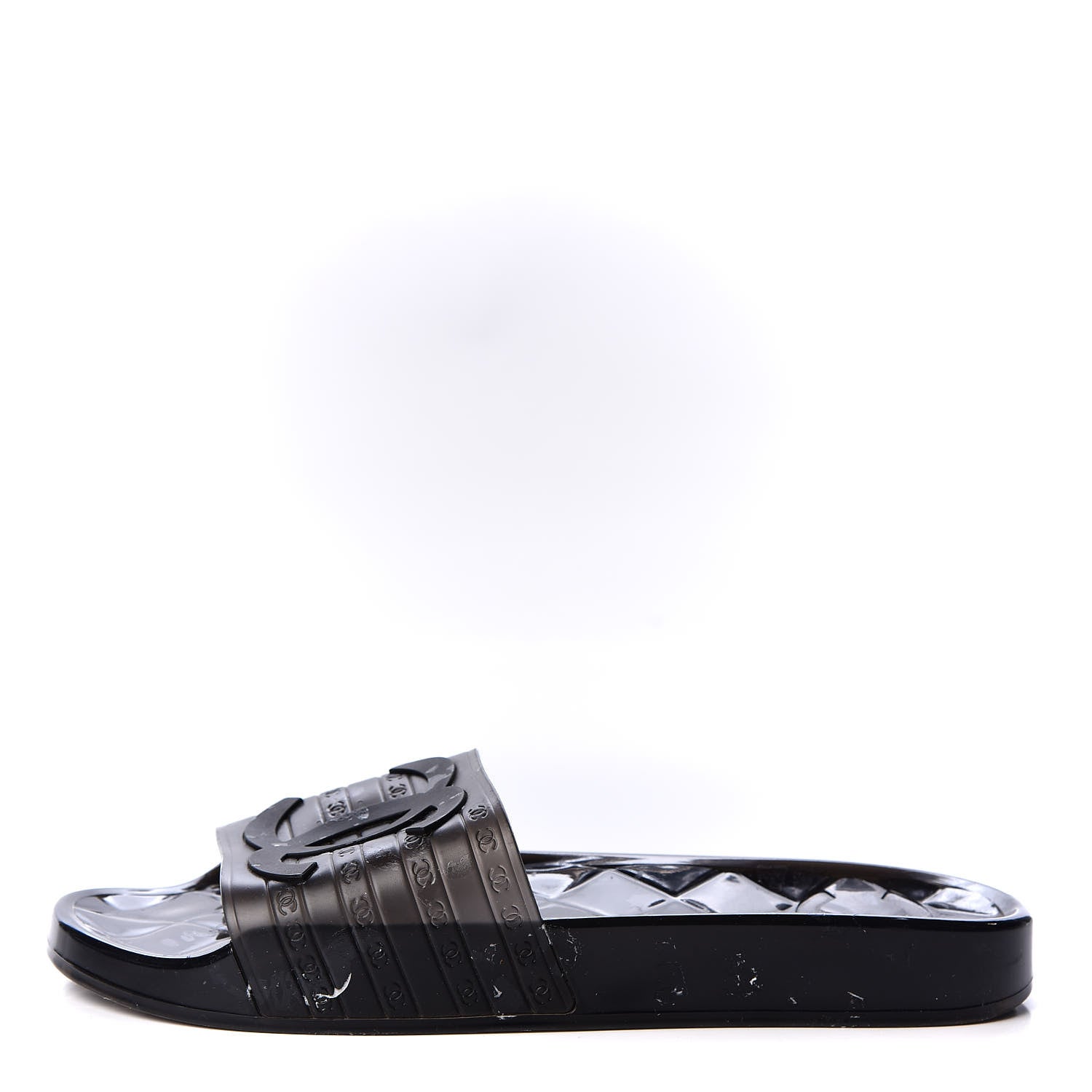 Chanel PVC Transparent CC Flat Slide Sandals 40 Black 1 of 8