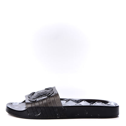 Chanel PVC Transparent CC Flat Slide Sandals 40 Black 1 of 8