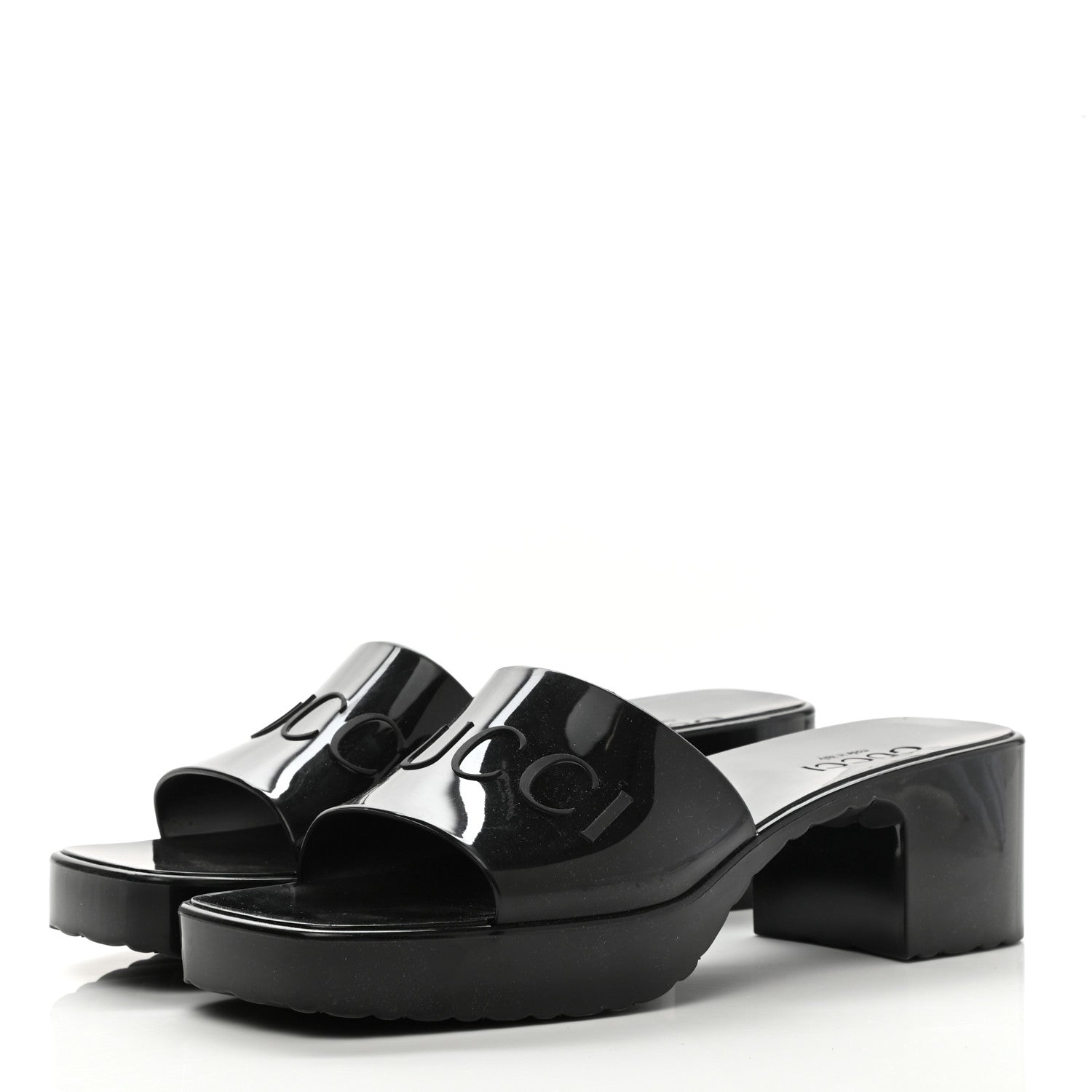 Gucci Rubber Gucci Logo Womens Platform 20/60mm Slide Sandals 39 Black 3 of 9