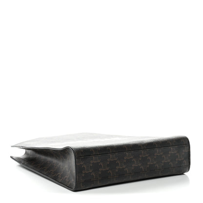 Celine Triomphe Canvas Calfskin Small Vertical Cabas Tan 4 of 11