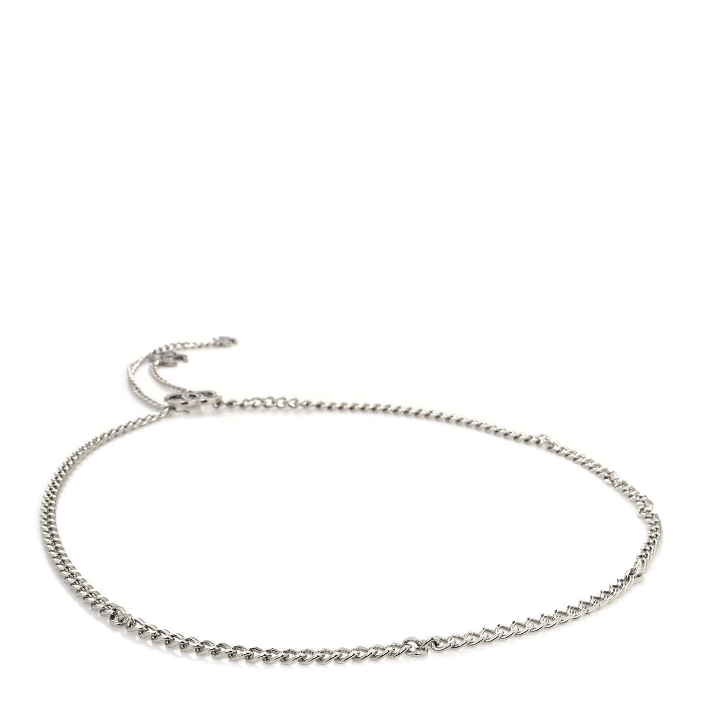 Enamel CC Chain Logo Belt Silver Black
