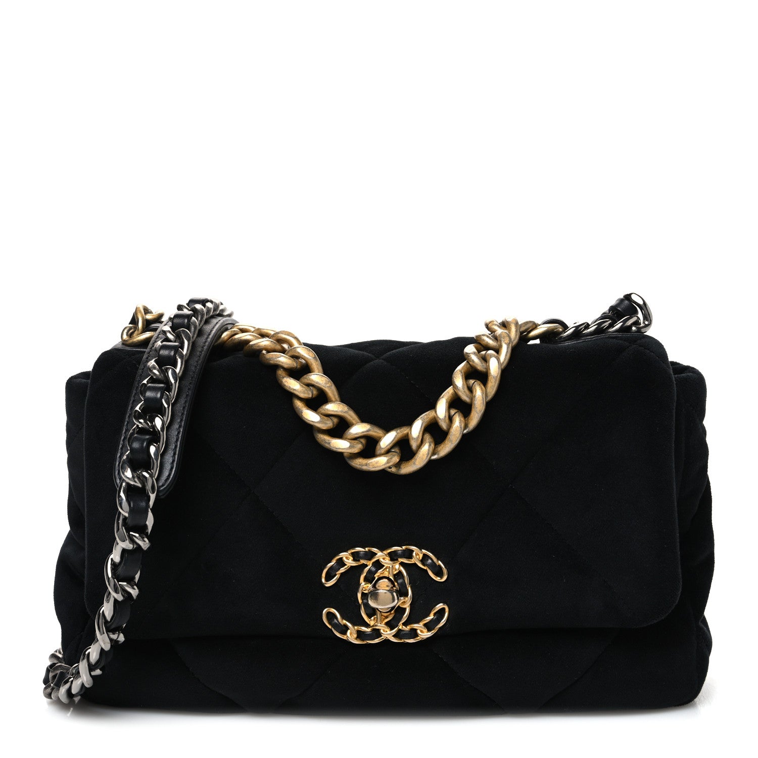 Chanel Velvet Quilted Medium Chanel 19 Flap Black 1 of 10