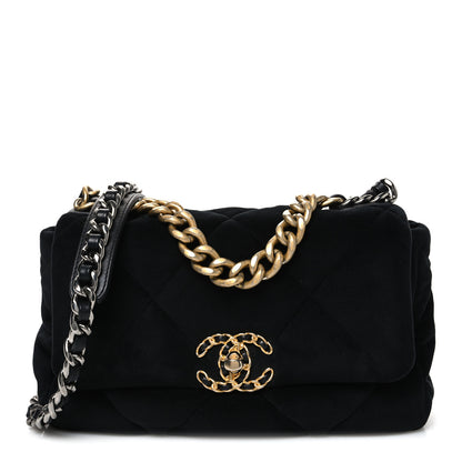 Chanel Velvet Quilted Medium Chanel 19 Flap Black 1 of 10