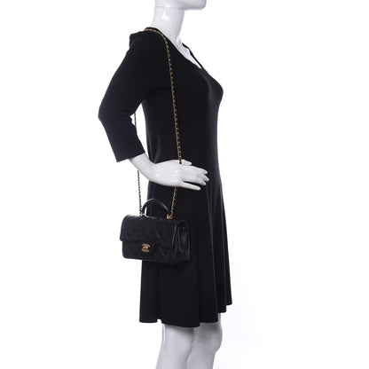 Chanel Lambskin Quilted Mini Top Handle Rectangular Flap Black 2 of 11