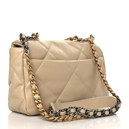 Chanel Lambskin Quilted Medium Chanel 19 Flap Light Beige 3 of 10