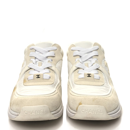 Chanel Suede Calfskin Fabric CC Sneakers 40 White 2 of 11