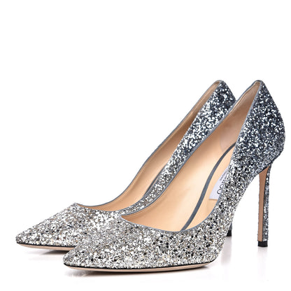 Jimmy Choo Glitter Degrade Romy 100 Pumps 39.5 Dusk Blue Silver 3 of 10