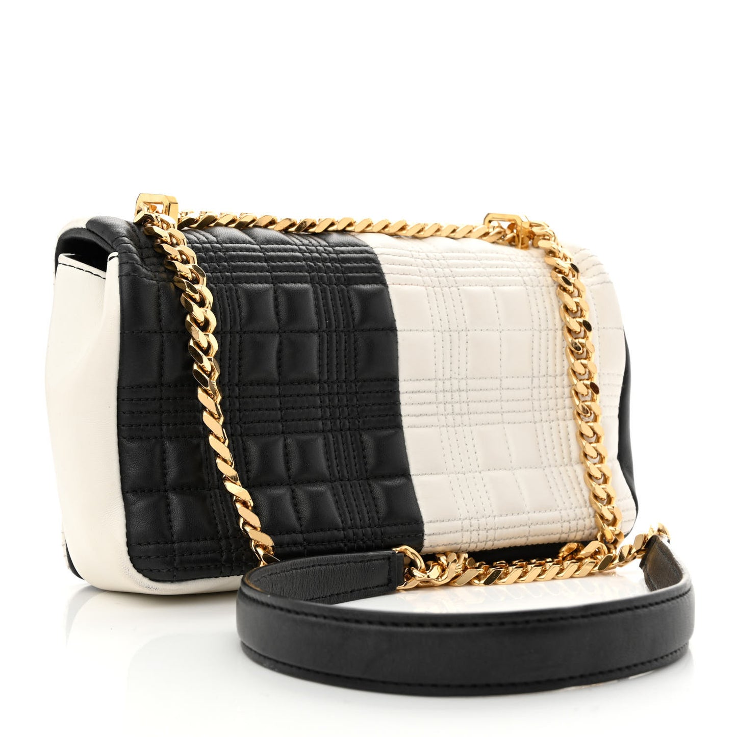Lambskin Quilted Small Lola Bag White Black