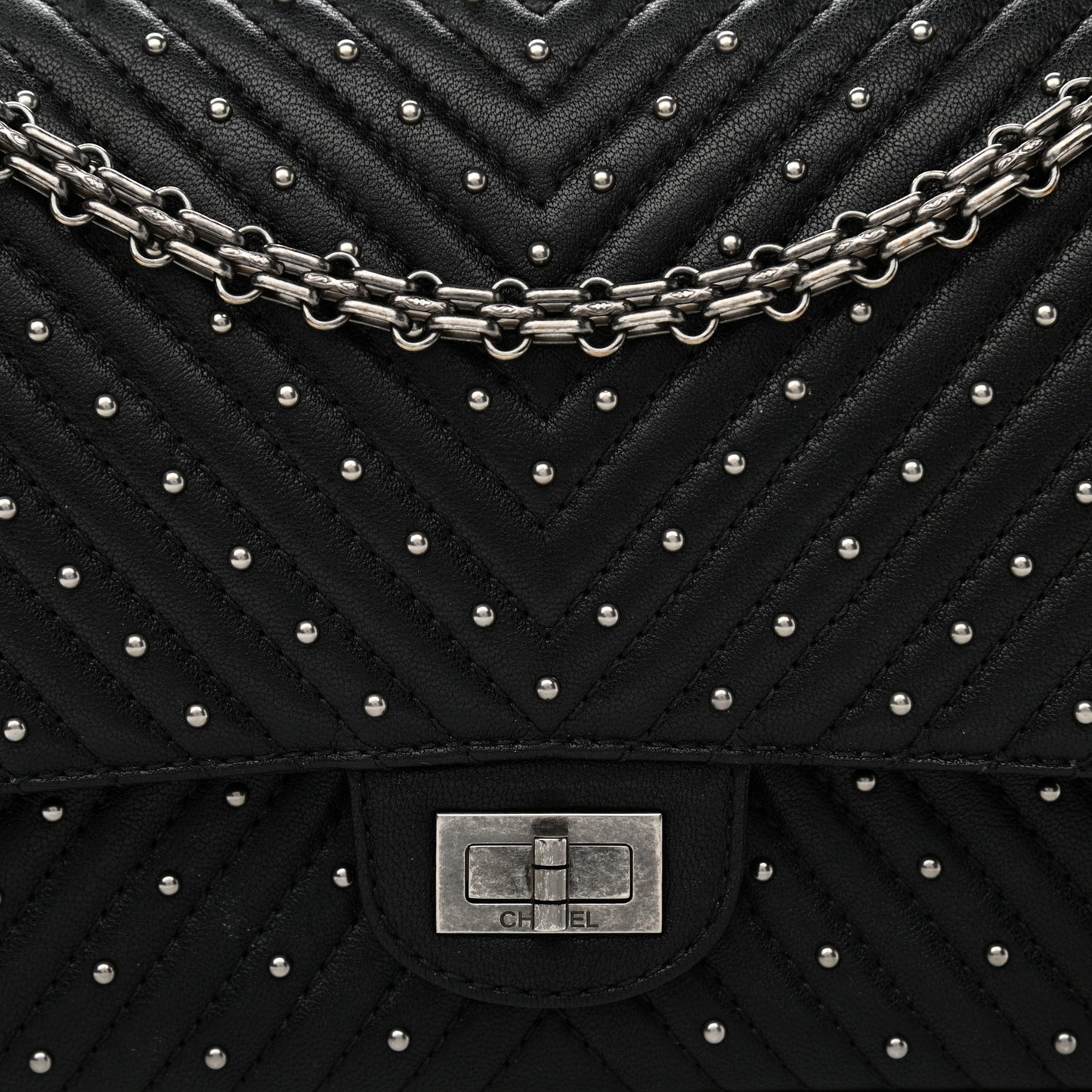 Sheepskin Chevron Quilted Studded 2.55 Reissue 226 Flap Black