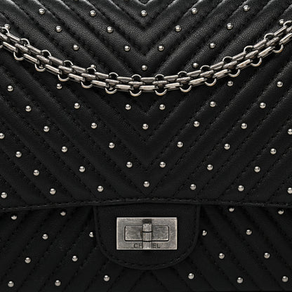 Chanel Sheepskin Chevron Quilted Studded 2.55 Reissue 226 Flap Black 8 of 13