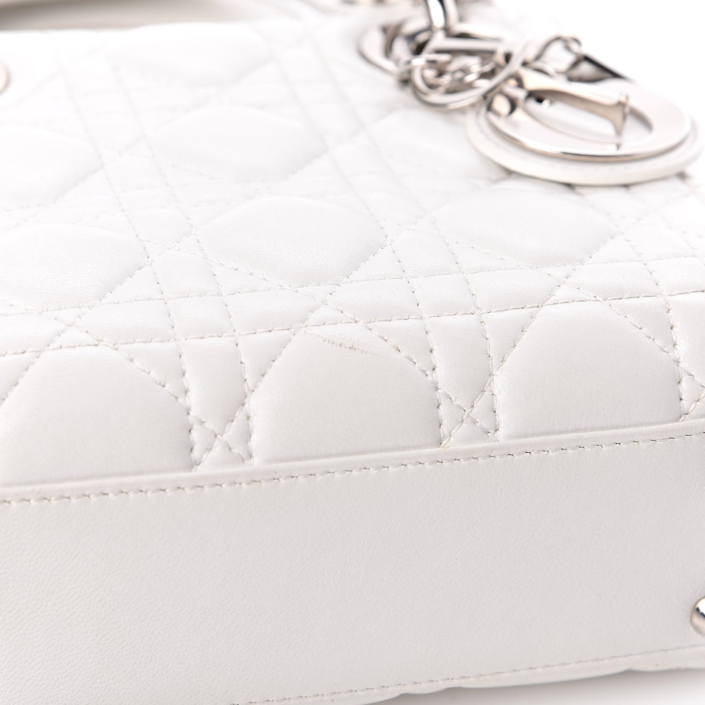 Lambskin Cannage Mini Lady Dior White
