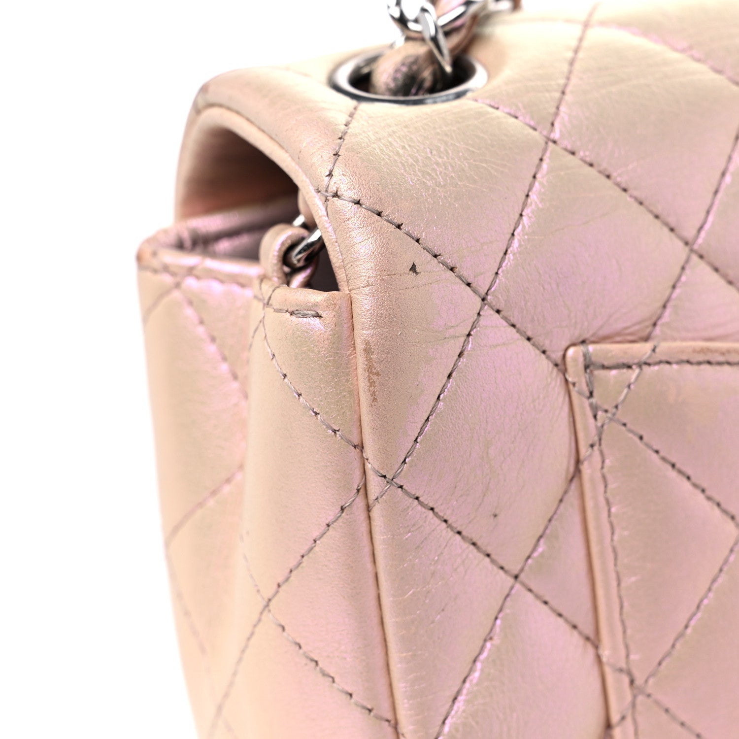 Chanel Iridescent Calfskin Quilted Mini Rectangular Flap Pink 12 of 15