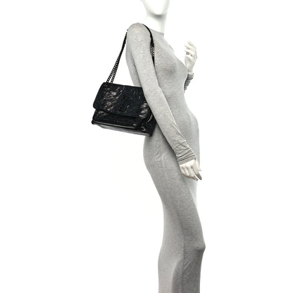Saint Laurent Crinkled Calfskin Matelasse Monogram Medium Niki Chain Satchel Black 3 of 10